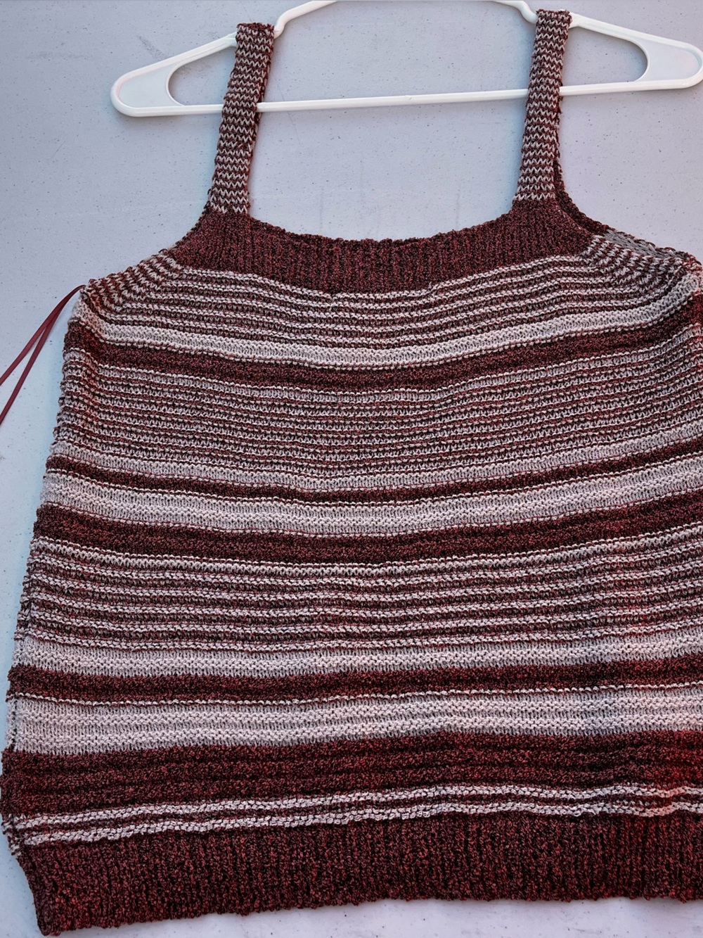 Sweet Rain Striped Knit Tank in Rust and Cream